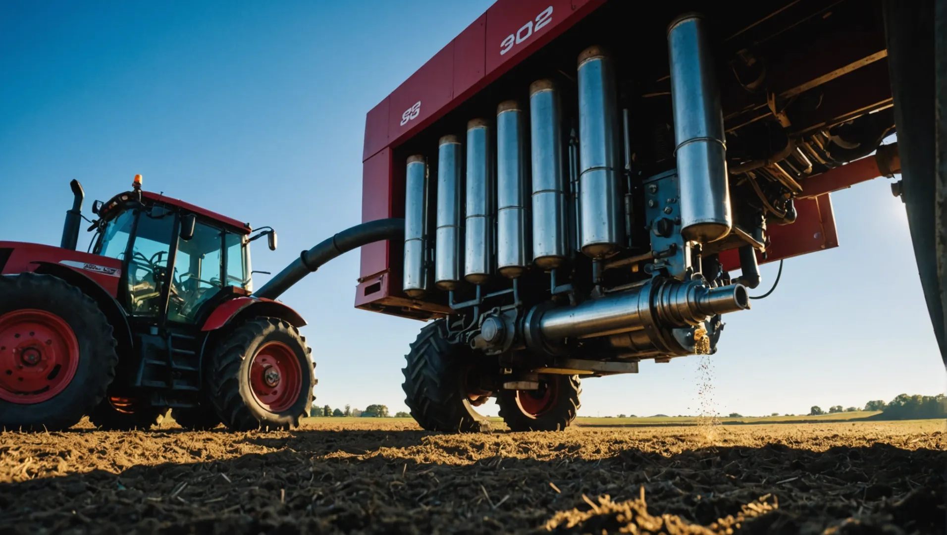 Tractor with hydraulic fluid being poured into its system