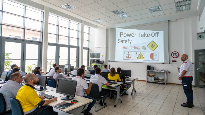 Training room with operators learning about PTO safety