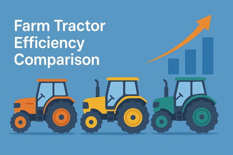Side-by-side comparison of modern farm tractors showcasing efficiency features and performance metrics.