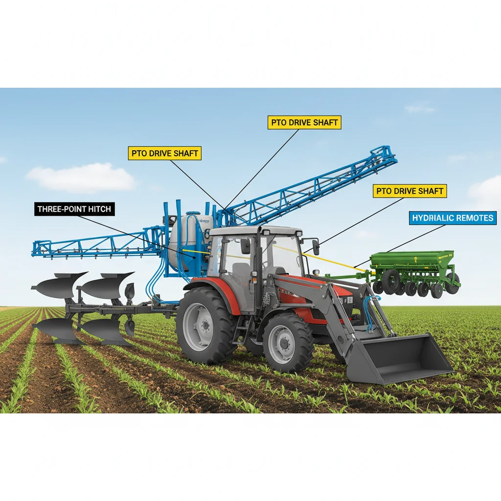 How do attachments multiply tractor utility? – Farm Tractor Technical Diagram How do attachments multiply tractor utility?