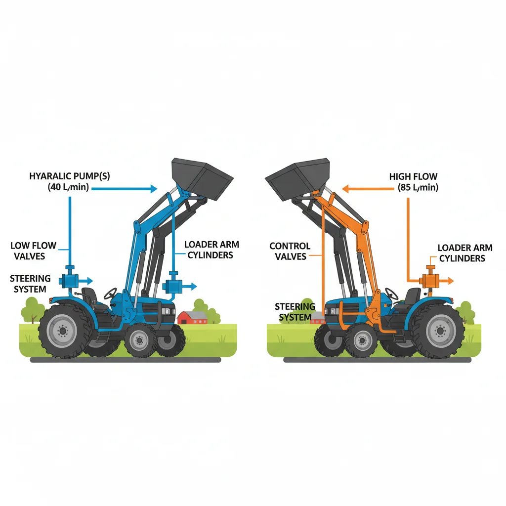 How Do Hydraulic Specs Affect Loader Speed? – Farm Tractor Technical Diagram How Do Hydraulic Specs Affect Loader Speed?