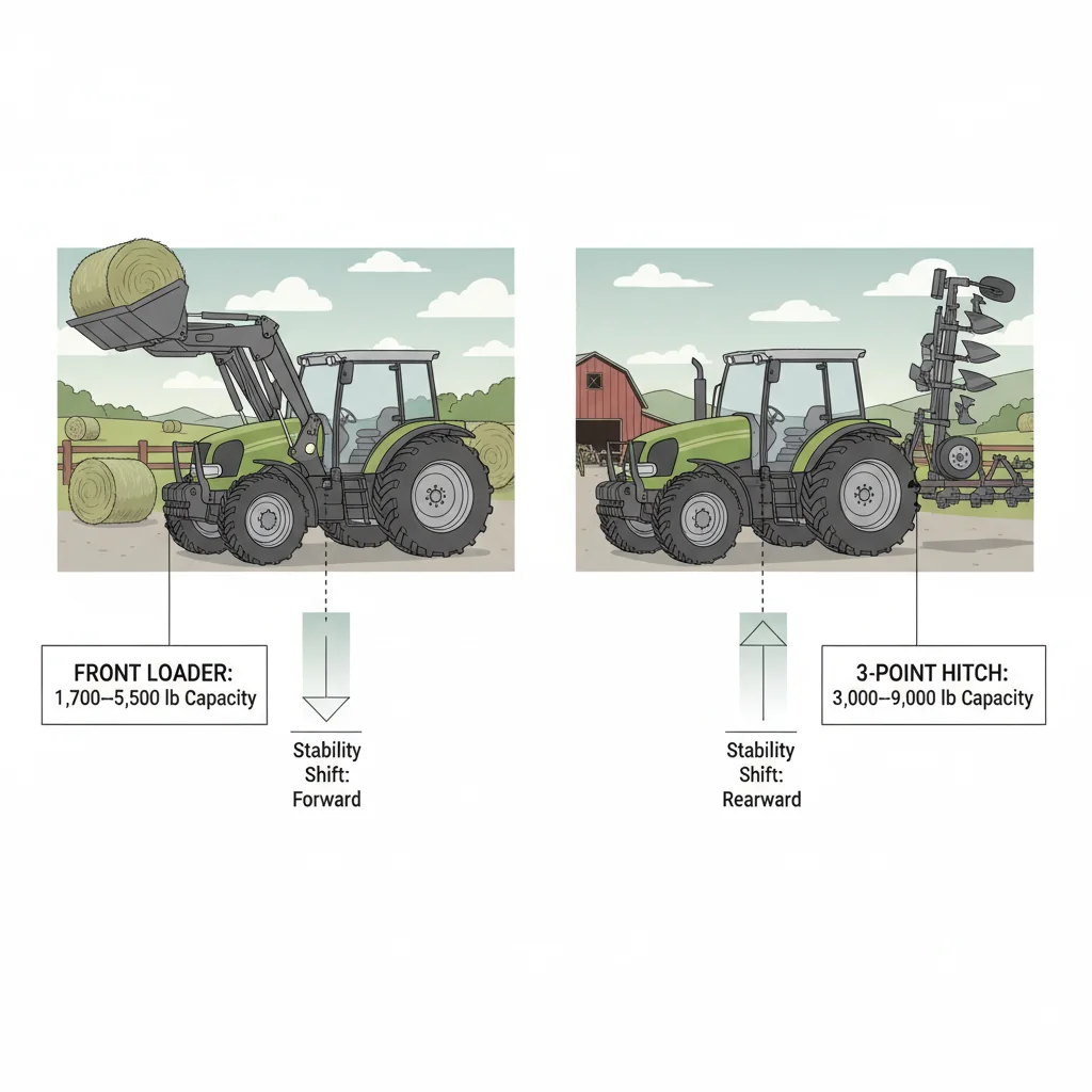How Do Loaders and 3-Point Hitches Differ? – Farm Tractor Technical Diagram How Do Loaders and 3-Point Hitches Differ?