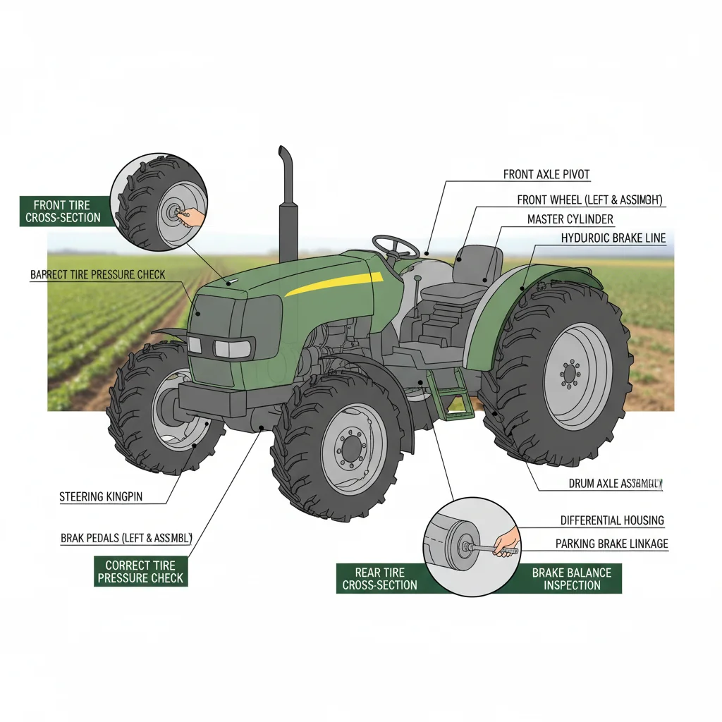 How Do Tires, Brakes, and Axles Impact Reliability? – Farm Tractor Technical Diagram How Do Tires, Brakes, and Axles Impact Reliability?
