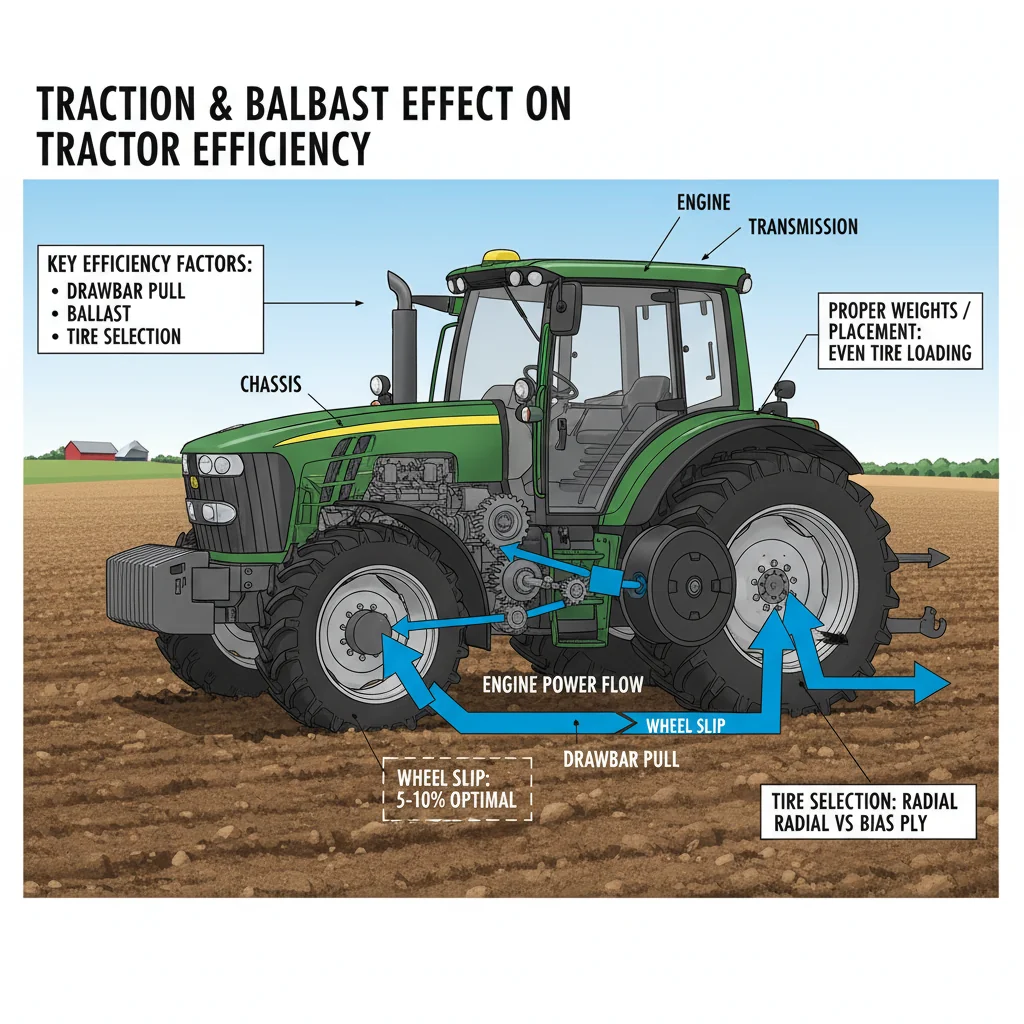 Why Do Ballast and Traction Affect Efficiency? – Farm Tractor Technical Diagram Why Do Ballast and Traction Affect Efficiency?